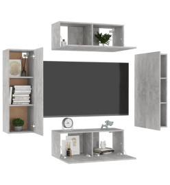 Ensemble de meubles TV 4 pcs Gris béton Aggloméré