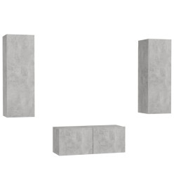 Ensemble de meubles TV 3 pcs Gris béton Aggloméré