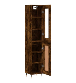 Buffet haut Chêne fumé 34,5x34x180 cm Bois d'ingénierie