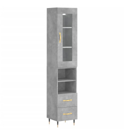 Buffet haut Gris béton 34,5x34x180 cm Bois d'ingénierie