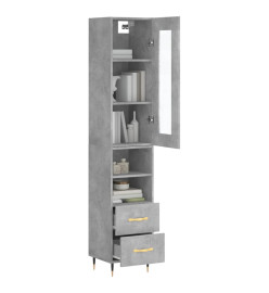 Buffet haut Gris béton 34,5x34x180 cm Bois d'ingénierie