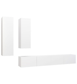 Ensemble de meuble TV 4 pcs Blanc Aggloméré