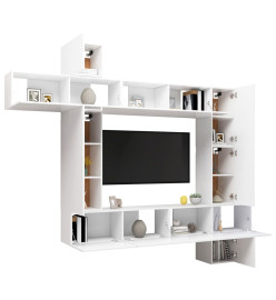 Ensemble de meuble TV 9 pcs Blanc Aggloméré