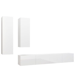 Ensemble de meuble TV 4 pcs Blanc brillant Aggloméré