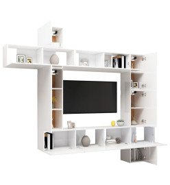 Ensemble de meuble TV 9 pcs Blanc brillant Aggloméré