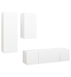 Ensemble de meuble TV 4 pcs Blanc Aggloméré