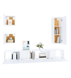 Ensemble de meubles TV 5 pcs Blanc Bois d'ingénierie