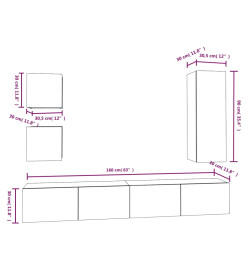 Ensemble de meubles TV 5 pcs Blanc Bois d'ingénierie