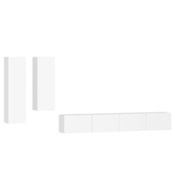 Ensemble de meubles TV 4 pcs Blanc Bois d'ingénierie