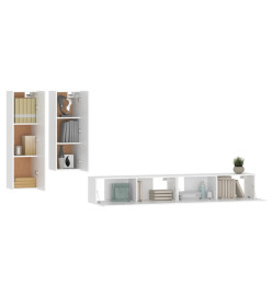 Ensemble de meubles TV 4 pcs Blanc Bois d'ingénierie