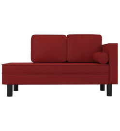 Chaise longue coussins et traversin rouge bordeaux similicuir