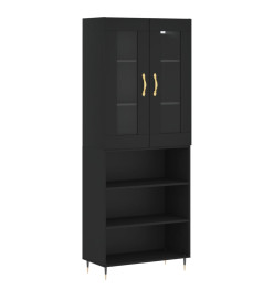 Buffet haut Noir 69,5x34x180 cm Bois d'ingénierie