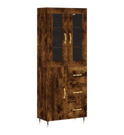 Buffet haut Chêne fumé 69,5x34x180 cm Bois d'ingénierie