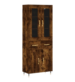 Buffet haut Chêne fumé 69,5x34x180 cm Bois d'ingénierie