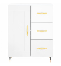 Buffet haut Blanc brillant 69,5x34x180 cm Bois d'ingénierie