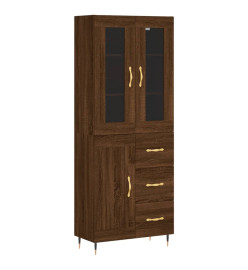 Buffet haut Chêne marron 69,5x34x180 cm Bois d'ingénierie