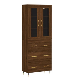 Buffet haut Chêne marron 69,5x34x180 cm Bois d'ingénierie