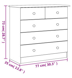 Commode ALTA blanc 77x35x73 cm bois massif de pin