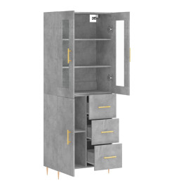 Buffet haut Gris béton 69,5x34x180 cm Bois d'ingénierie