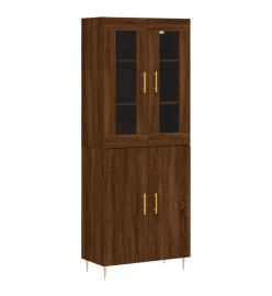 Buffet haut Chêne marron 69,5x34x180 cm Bois d'ingénierie