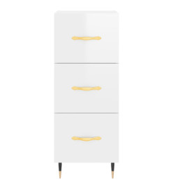 Buffet haut Blanc brillant 34,5x34x180 cm Bois d'ingénierie