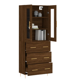 Buffet haut Chêne marron 69,5x34x180 cm Bois d'ingénierie