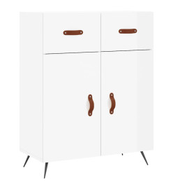 Buffet haut Blanc brillant 69,5x34x180 cm Bois d'ingénierie