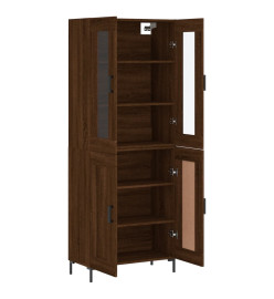 Buffet haut Chêne marron 69,5x34x180 cm Bois d'ingénierie