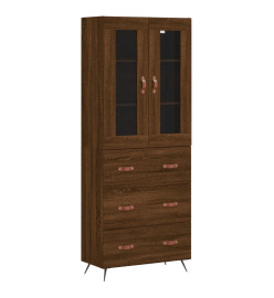 Buffet haut Chêne marron 69,5x34x180 cm Bois d'ingénierie