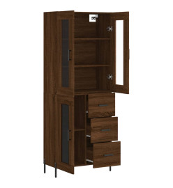 Buffet haut Chêne marron 69,5x34x180 cm Bois d'ingénierie