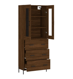 Buffet haut Chêne marron 69,5x34x180 cm Bois d'ingénierie