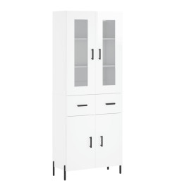 Buffet haut Blanc brillant 69,5x34x180 cm Bois d'ingénierie