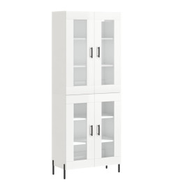 Buffet haut Blanc brillant 69,5x34x180 cm Bois d'ingénierie