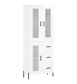 Buffet haut Blanc brillant 69,5x34x180 cm Bois d'ingénierie