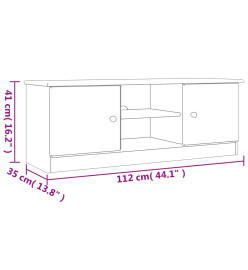 Meuble TV ALTA blanc 112x35x41 cm bois massif de pin