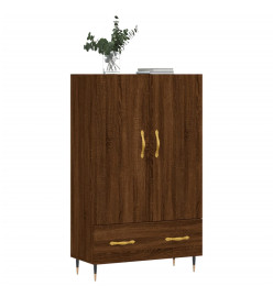 Buffet haut chêne marron 69,5x31x115 cm bois d'ingénierie