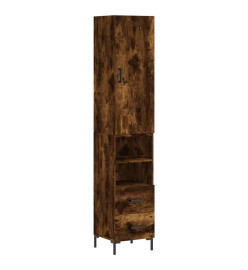 Buffet haut Chêne fumé 34,5x34x180 cm Bois d'ingénierie