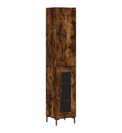 Buffet haut Chêne fumé 34,5x34x180 cm Bois d'ingénierie