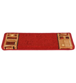 Tapis d'escalier autocollants 15 pcs 65x21x4 cm Rouge