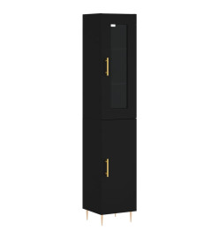 Buffet haut Noir 34,5x34x180 cm Bois d'ingénierie