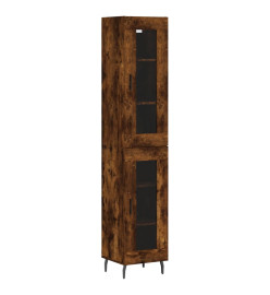 Buffet haut Chêne fumé 34,5x34x180 cm Bois d'ingénierie