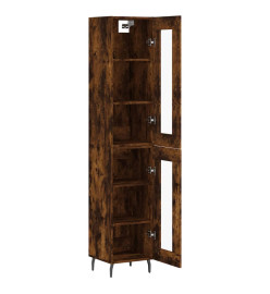 Buffet haut Chêne fumé 34,5x34x180 cm Bois d'ingénierie