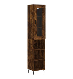 Buffet haut Chêne fumé 34,5x34x180 cm Bois d'ingénierie