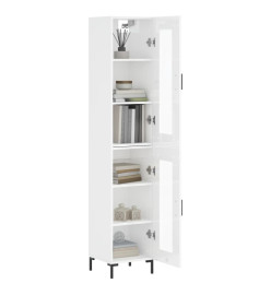 Buffet haut Blanc brillant 34,5x34x180 cm Bois d'ingénierie