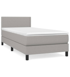 Lit à sommier tapissier et matelas Gris clair 90x190 cm Tissu