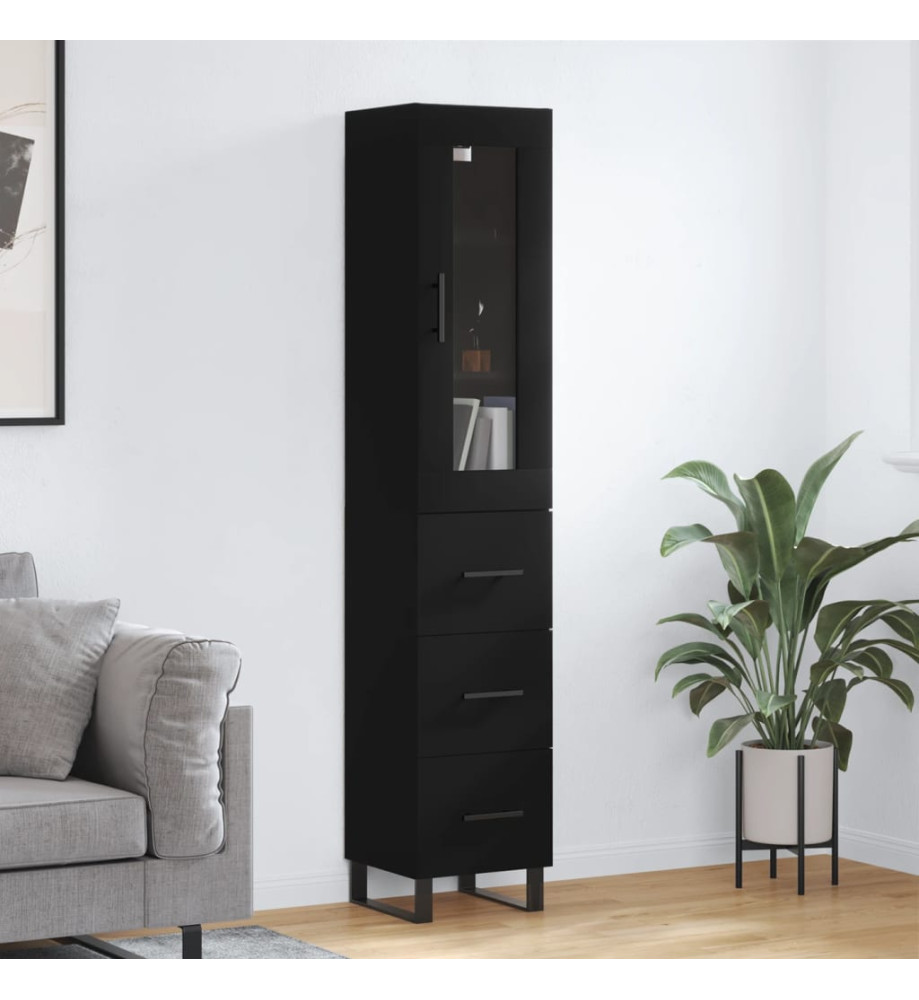 Buffet haut Noir 34,5x34x180 cm Bois d'ingénierie