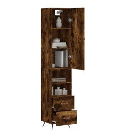 Buffet haut Chêne fumé 34,5x34x180 cm Bois d'ingénierie