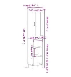 Buffet haut Sonoma gris 34,5x34x180 cm Bois d'ingénierie