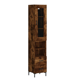 Buffet haut Chêne fumé 34,5x34x180 cm Bois d'ingénierie