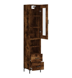 Buffet haut Chêne fumé 34,5x34x180 cm Bois d'ingénierie